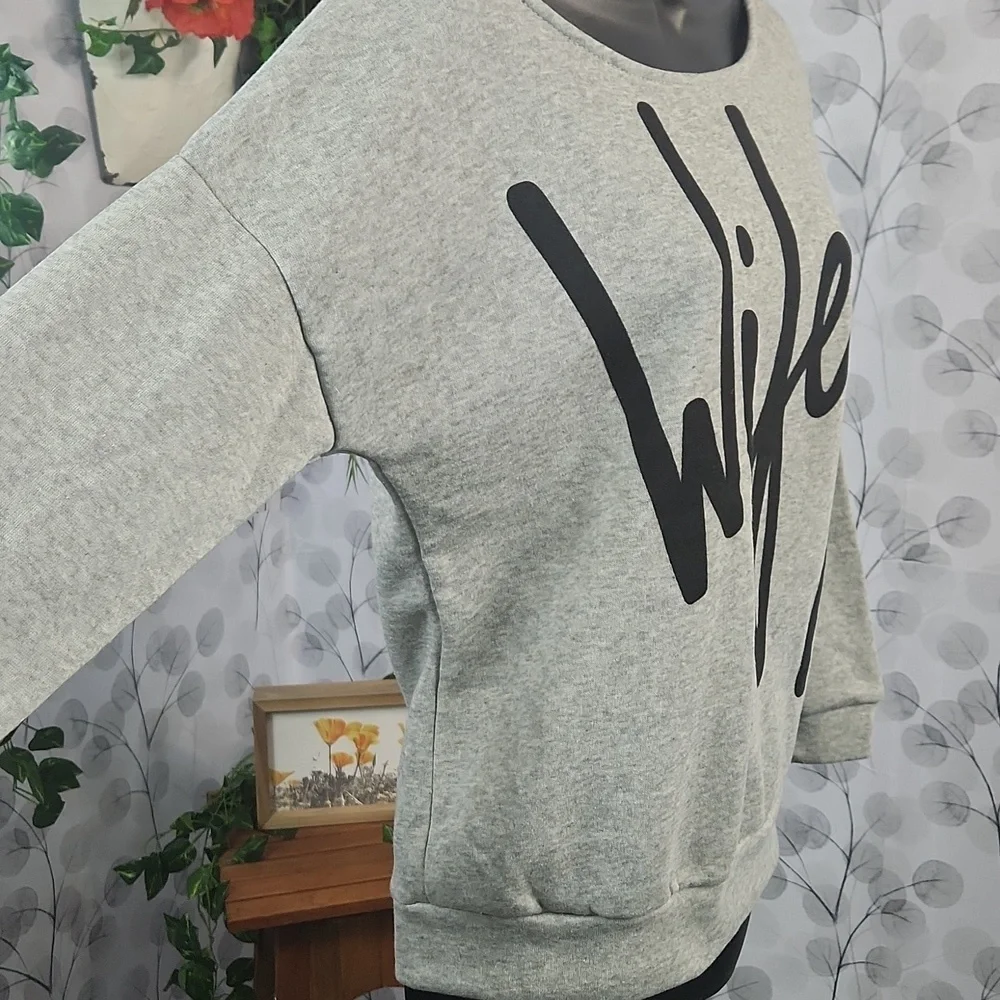 "Wifey" Graphic Off-the-Shoulder Sweatshirt - Picture 4 of 6